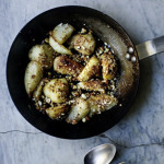 Pears with almonds & salted butter caramel