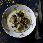 Pan-seared scallops with capers & cauliflower mash